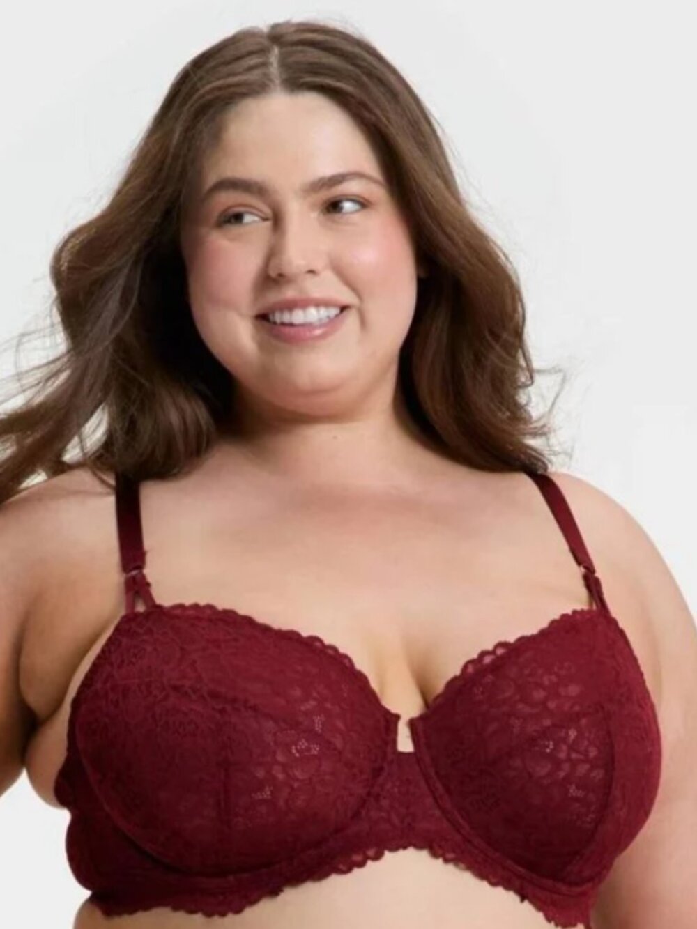 AUDEN Lace Unlined Balconette Bra Berry Red 42DDD - Picture 3 of 3